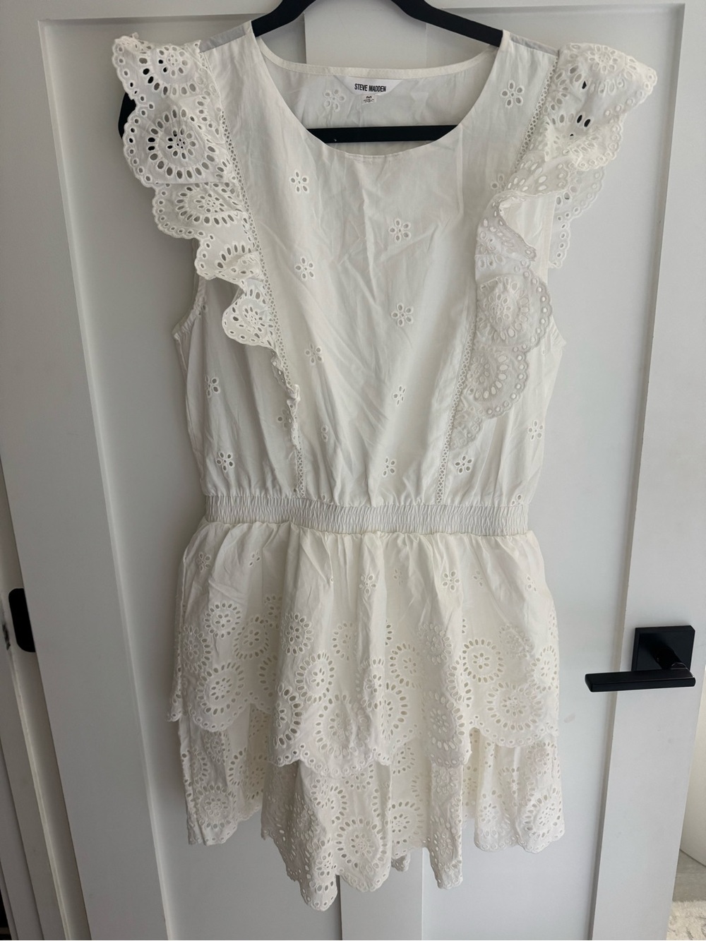 Steve Madden Jayda White Eyelet Trim Mini Dress